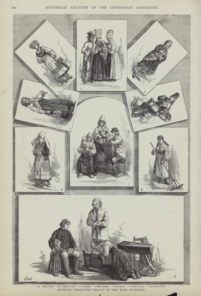 Traditionelle schwedische Kostüme, Centennial Exposition, Philadelphia, Pennsylvania, USA von American School