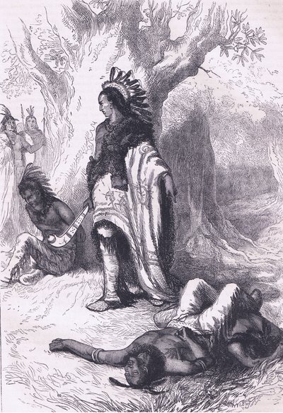 Uncas und Miantonomoh (1643), Illustration aus Cassell