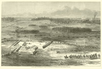 Union und konföderierte Werke südwestlich von Petersburg, von der Signalstation, März 1865 von American School
