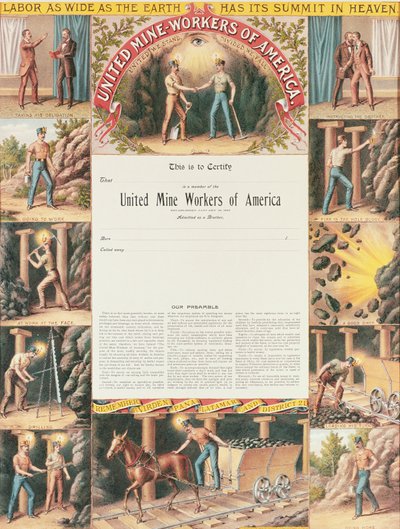 United Mine Workers Zertifikat, 1890 von American School
