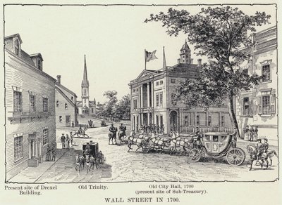 Wall Street im Jahr 1700 von American School