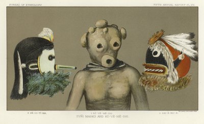Zuni-Masken und Ko-Ye-Me-Shi von American School