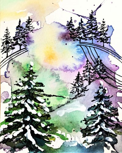 Bunter Winterwald von Anda Bieza