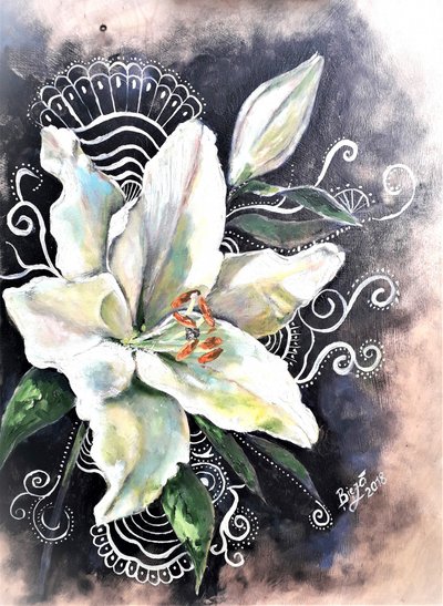 Elegante Weiße Lilienblüte von Anda Bieza