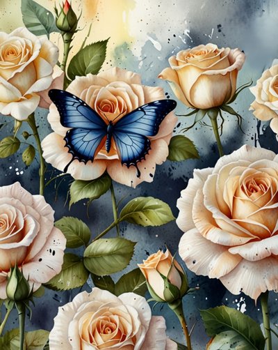 Sanfte Rose und Schmetterling von Anda Bieza