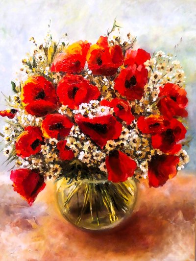 Vibrante Mohnblumen Stillleben von Anda Bieza