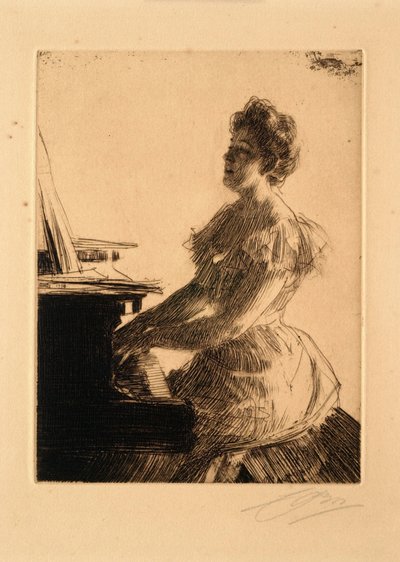 Am Klavier (Miss Anna Burnett) von Anders Leonard Zorn