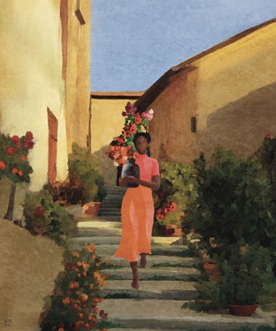 Frau mit Dorfblumen von Andile Bokweni