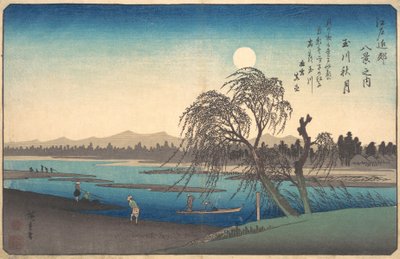 Herbstmond am Tama-Fluss, ca. 1838 von Ando Hiroshige