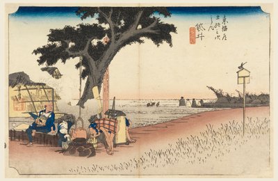 Fukuroi-Teestube, in Die Dreiundfünfzig Stationen der Tokaido-Straße (Tokaido Gojusan Tsugi-no Uchi) von Ando Hiroshige