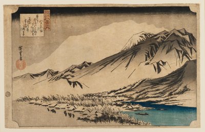 Holzschnitt - Abendlicher Schnee am Berg Hira, 1797-1858 von Ando Hiroshige