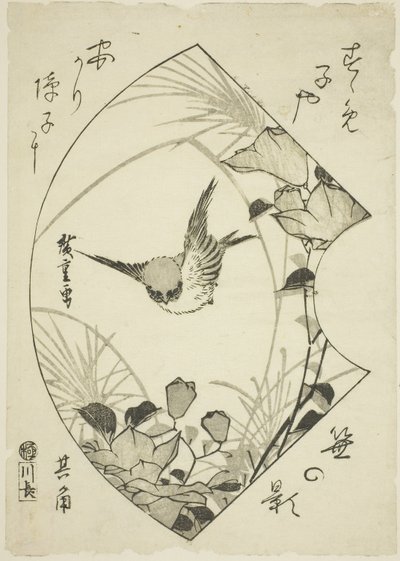 Herbstblume und Spatz, um 1835 von Ando or Utagawa Hiroshige