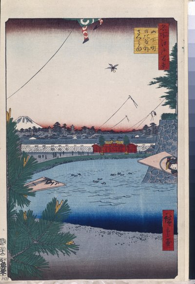 Hundert berühmte Ansichten von Edo: Hibiya und Soto-Sakurada von Yamashita-cho von Ando or Utagawa Hiroshige