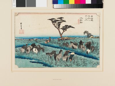 Chiryū: Frühsommer-Pferdemarkt von Ando or Utagawa Hiroshige