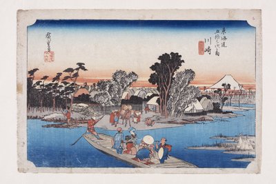 Kawasaki: Die Rokug? Fähre von Ando or Utagawa Hiroshige