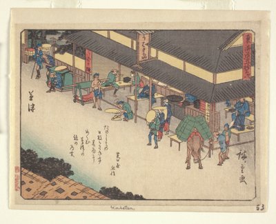 Kyoka Tokaido Serie - Kusatsu von Ando or Utagawa Hiroshige