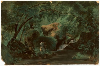 Waldinneres mit einem Maler, Civita Castellana, 1825-1830 von André Giroux