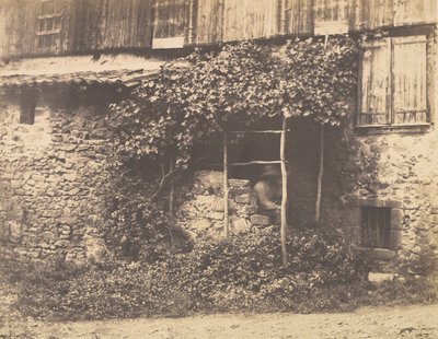 [Rustikales Gebäude mit Mann unter Laube], ca. 1853 von André Giroux