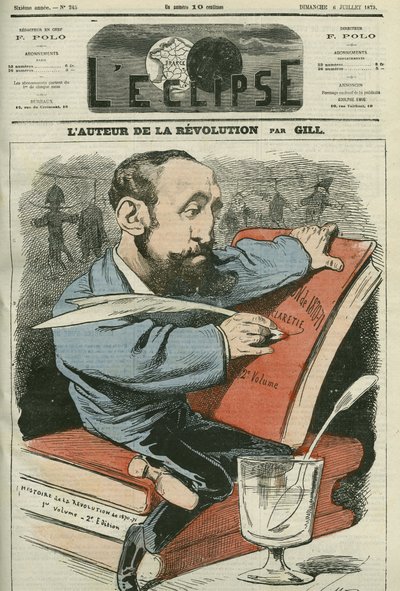 Karikatur von Jules Claretie (1840-1913), französischer Romanautor, Dramatiker und Kritiker. Titelblatt in „L