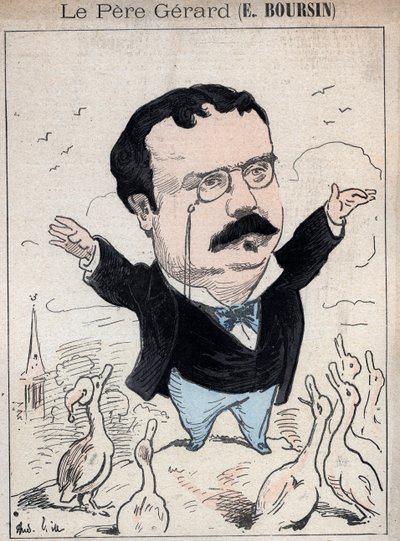 Elphege Boursin (1836-1891) Journalist, politischer Essayist, Schriftsteller und Historiker - Karikatur von Andre Gill in „Les Hommes d