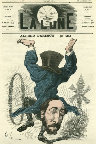 Porträt von Alfred Darimon (1819-1902), französischer Politiker. Karikatur von Gill, in „La Lune“, 28. Dezember von Andre Gill
