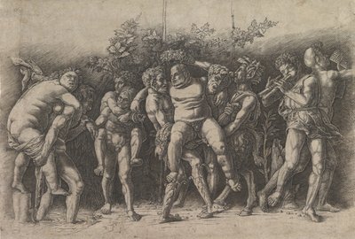 Bacchanal mit Silenus, ein Fries mit zehn Figuren um Silenus von Andrea Mantegna
