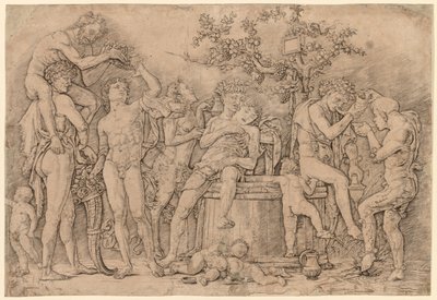 Bacchanal mit einem Weinfass von Andrea Mantegna