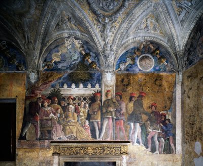 Ludovico Gonzaga, Marsilio Andreasi, Barbara von Brandenburg mit ihrer Tochter Paula und Rodolfo Gonzaga von Andrea Mantegna