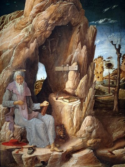 Der heilige Hieronymus als Büßer in der Wüste von Andrea Mantegna