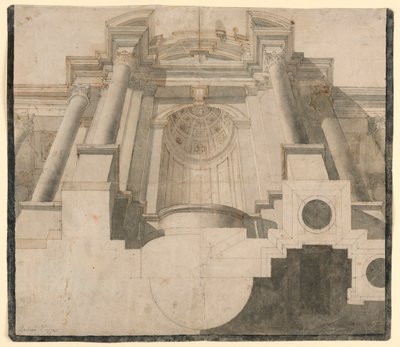 Architektur von unten gesehen, Entwurf für Platte 55 in Andrea Pozzos "Perspectiva pictorum et architectorum" von Andrea Pozzo