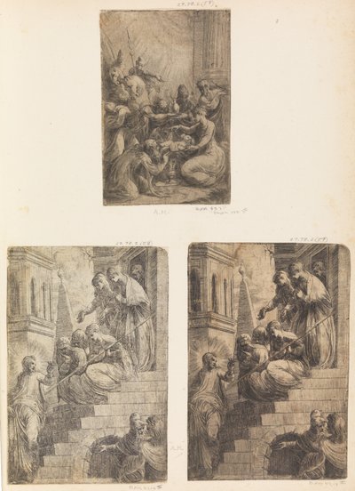 Anbetung der Könige, Christus und die Frauen auf der Treppe, ca. 1541-44 von Andrea Schiavone