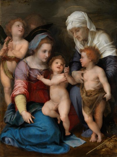 Heilige Familie (Maria mit Kind, dem Johannesknaben, der hl. Elisabeth und zwei Engeln) von Andrea del Sarto