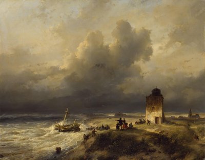 Das Stranden eines Schiffes bei Scheveningen bei stürmischem Wetter von Andreas Schelfhout