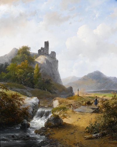 Deutsche Landschaft mit Ruine von Andreas Schelfhout