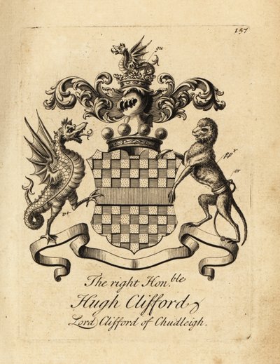 Wappen des Hochwohlgeborenen Hugh Clifford, Lord Clifford of Chudleigh, 2. Baron Clifford of Chudleigh (1663-1730) von Andrew Johnston