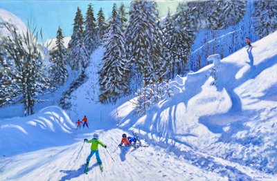 Skifahren auf der Piste, Tignes, Frankreich, 2022 von Andrew Macara