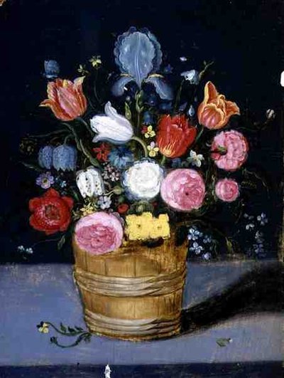 Stillleben mit Blumen in einem Holztrog von Andries Daniels or Danielsz