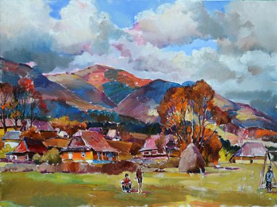Bergdorf im Herbst von Andrii Kutsachenko