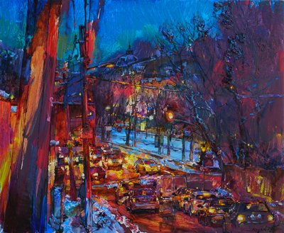 Bunte Stadt Nachtverkehr von Andrii Kutsachenko