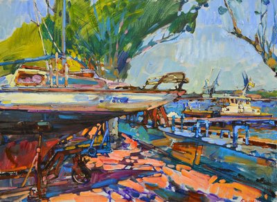 Lebhafter Bootswerft-Hafen von Andrii Kutsachenko