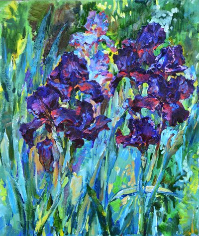 Lebendige violette Schwertlilien von Andrii Kutsachenko