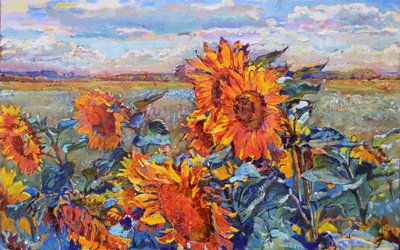 Lebhaftes Sonnenblumenfeld von Andrii Kutsachenko