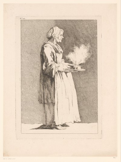 Karikatur einer Frau mit Mahlzeit (Karikaturen nach J. Saly) von Ange Laurent de, marquis de Rémoville Lalive