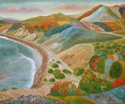 Bunter Küstenhügelblick von Angeles M. Pomata