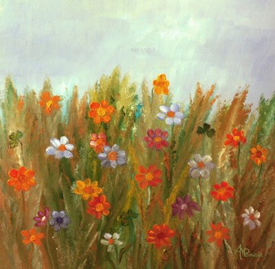Buntes Blumenfeld von Angeles M. Pomata