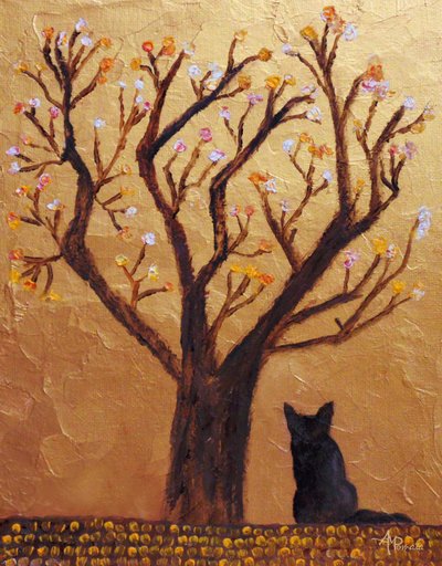 Goldene Blütenkatze von Angeles M. Pomata