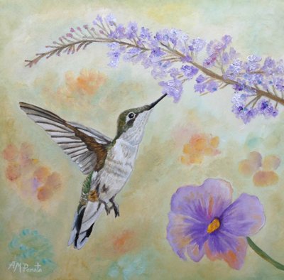Kolibri und Lavendel von Angeles M. Pomata