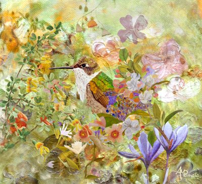 Kolibri Gartenblumen von Angeles M. Pomata
