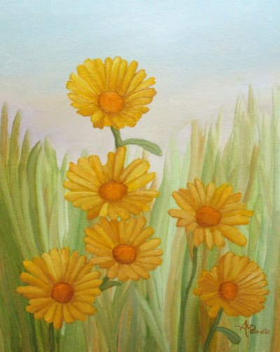 Sonnige gelbe Wiese von Angeles M. Pomata