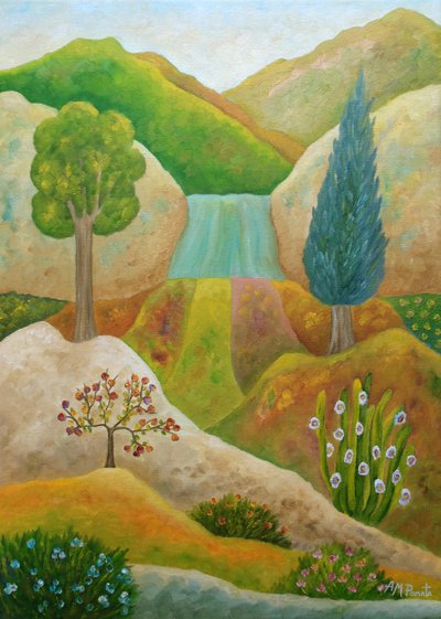 Ruhiger Wasserfall am Hang von Angeles M. Pomata